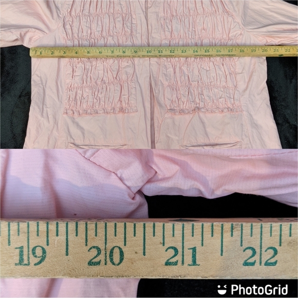Chicos 2 Barbie Pink Open Jacket Crinkle Metallic Pintuck Pleated Pockets Lined - Picture 6 of 8
